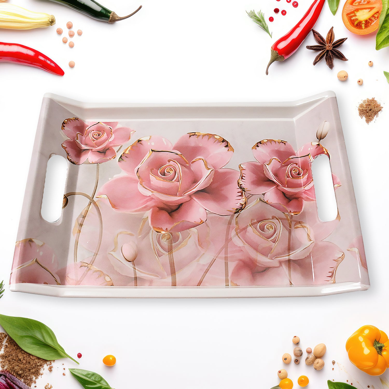 2292 Plastic Rectangular Shape Flower Printed Design Serving Tray 3 Pcs Home And Kitchen Use (3 Pcs Set) 2292 Plastic Rectangular Shape Flower Printed Design Serving Tray 3 Pcs Home And Kitchen Use (3 Pcs Set)
